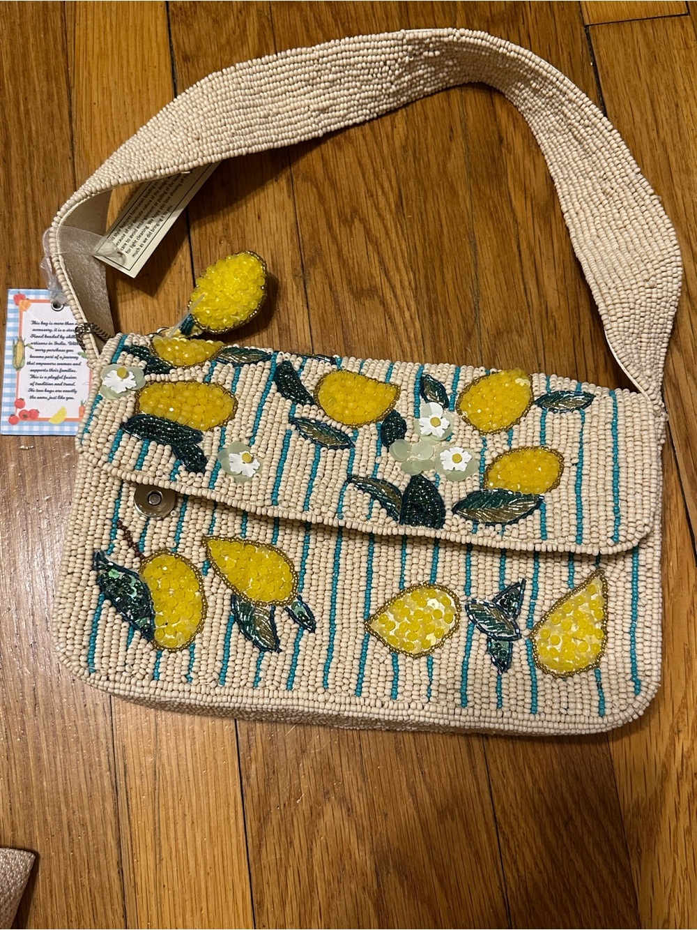 🍋 Viral Lemon Beaded Shoulder Bag with Matching Lemon Charm – Statement Purse 🍋